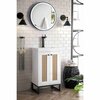 James Martin Vanities Chianti 20in Single Vanity, Glossy White, Matte Black, w/ White Glossy Composite Stone Top E303V20GWMBKWG